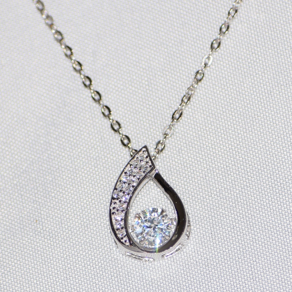 White Gold Plated 925 Silver Dancing Pendant - Picture 2 of 3